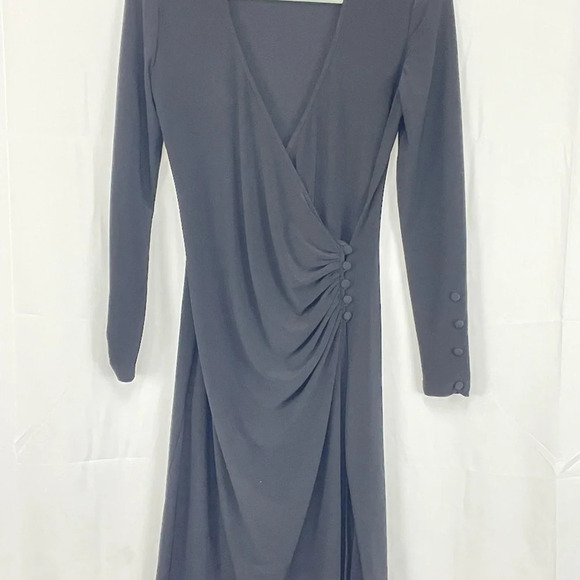 Black Button Wrap Dress Size S/M - Picture 2 of 7